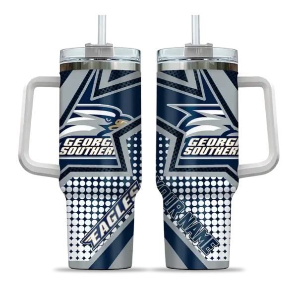customized georgia southern eagles arrow burst blue curved tumbler best selling.webp
