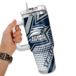 customized georgia southern eagles arrow burst blue curved tumbler best selling.webp