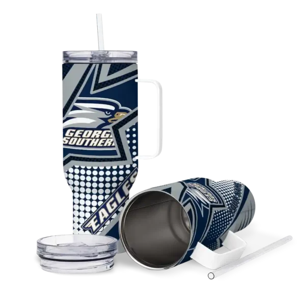 customized georgia southern eagles arrow burst blue curved tumbler high quality.webp
