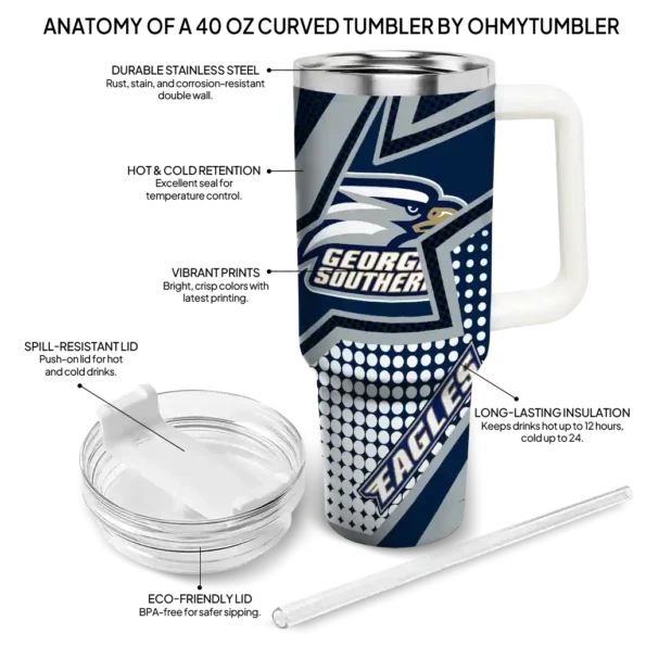 customized georgia southern eagles arrow burst blue curved tumbler new arrival.webp