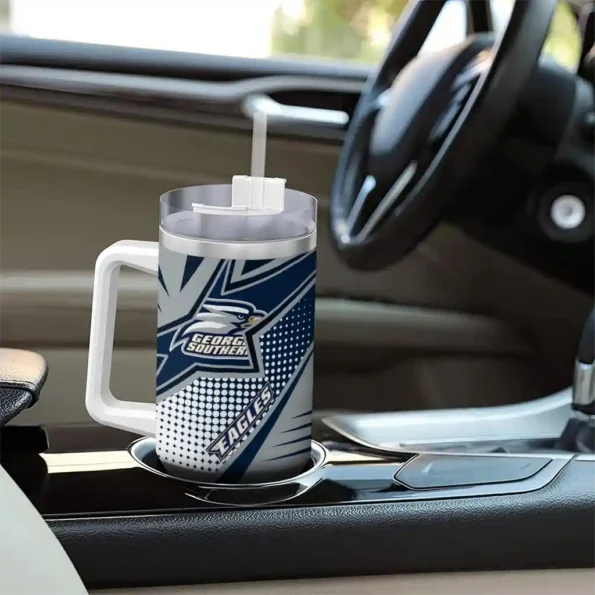 customized georgia southern eagles arrow burst blue curved tumbler trendy.webp