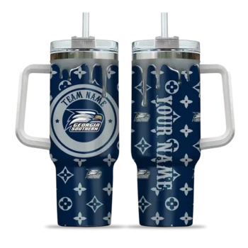 customized georgia southern eagles bullseye drips blue curved tumbler best selling.webp