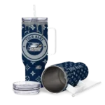 customized georgia southern eagles bullseye drips blue curved tumbler best selling.webp