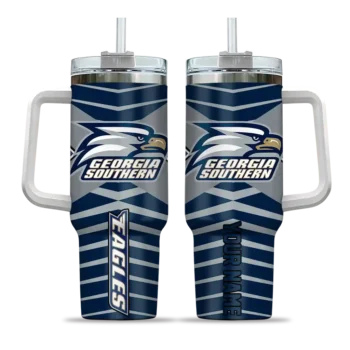 customized georgia southern eagles chevron layers blue curved tumbler best selling.webp