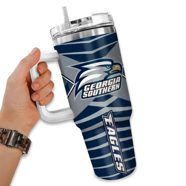 customized georgia southern eagles chevron layers blue curved tumbler fashion forward.webp