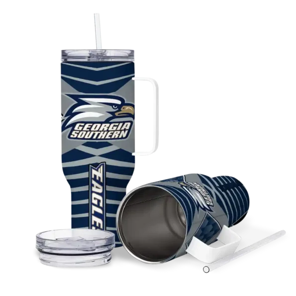 customized georgia southern eagles chevron layers blue curved tumbler high quality.webp