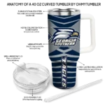 customized georgia southern eagles chevron layers blue curved tumbler best selling.webp