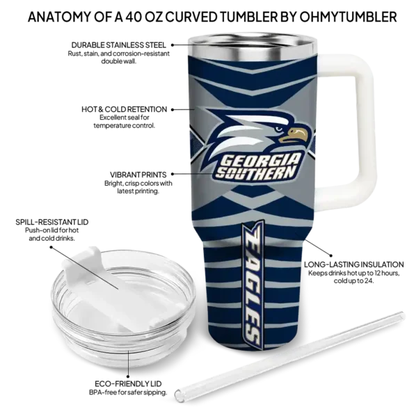customized georgia southern eagles chevron layers blue curved tumbler new arrival.webp