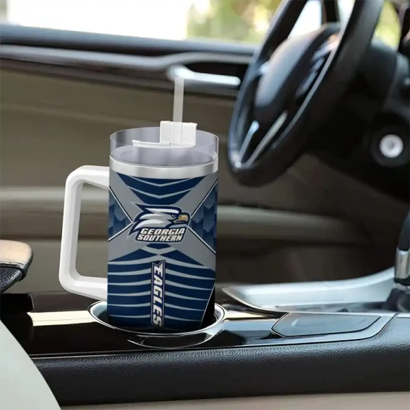 customized georgia southern eagles chevron layers blue curved tumbler trendy.webp