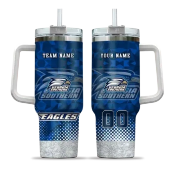 customized georgia southern eagles geometric prism blue curved tumbler best selling.webp