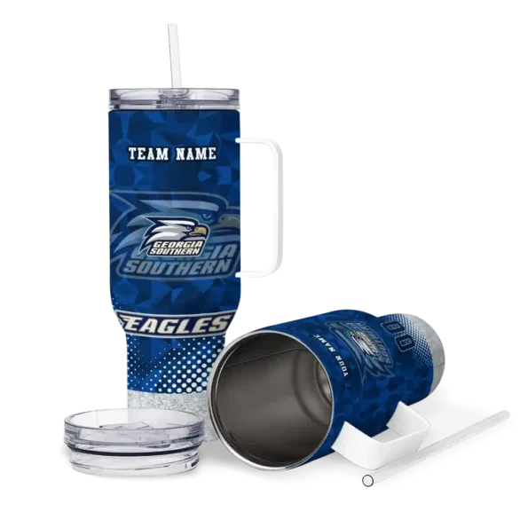 customized georgia southern eagles geometric prism blue curved tumbler high quality.webp