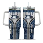customized georgia southern eagles leopard zipper blue curved tumbler best selling.webp
