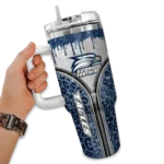 customized georgia southern eagles leopard zipper blue curved tumbler best selling.webp