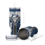 customized georgia southern eagles leopard zipper blue curved tumbler best selling.webp