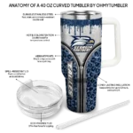 customized georgia southern eagles leopard zipper blue curved tumbler best selling.webp