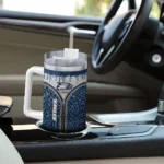 customized georgia southern eagles leopard zipper blue curved tumbler best selling.webp