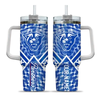 customized georgia state panthers chevron angle blue curved tumbler best selling.webp