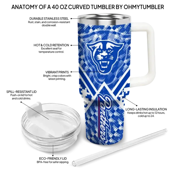 customized georgia state panthers chevron angle blue curved tumbler new arrival.webp