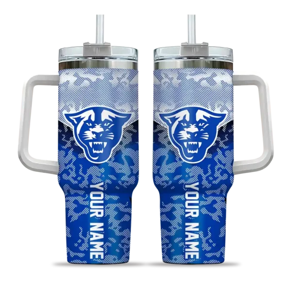 customized georgia state panthers chevron stripe blue curved tumbler best selling.webp