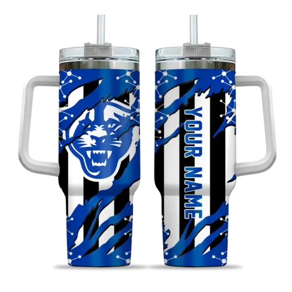 customized georgia state panthers claw cut blue black curved tumbler best selling.webp