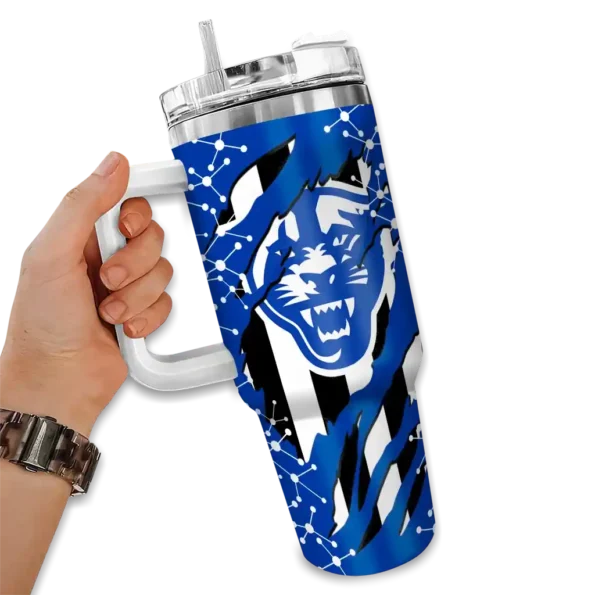 customized georgia state panthers claw cut blue black curved tumbler fashion forward.webp