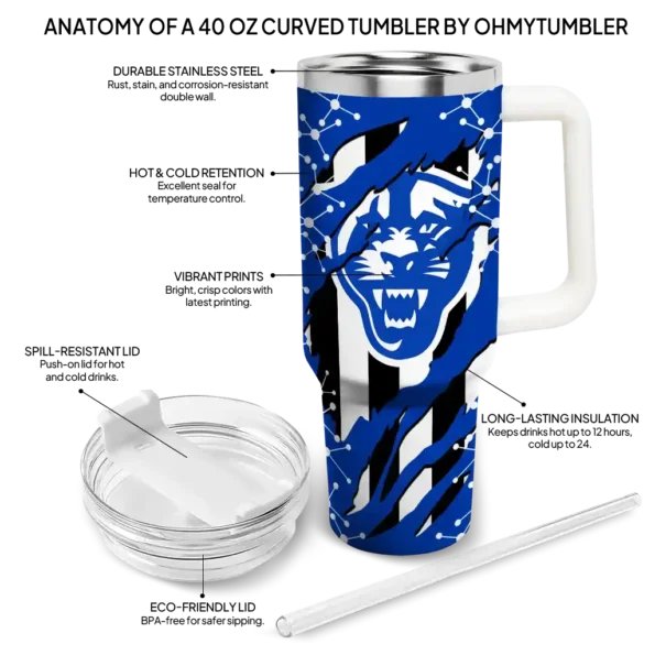 customized georgia state panthers claw cut blue black curved tumbler new arrival.webp
