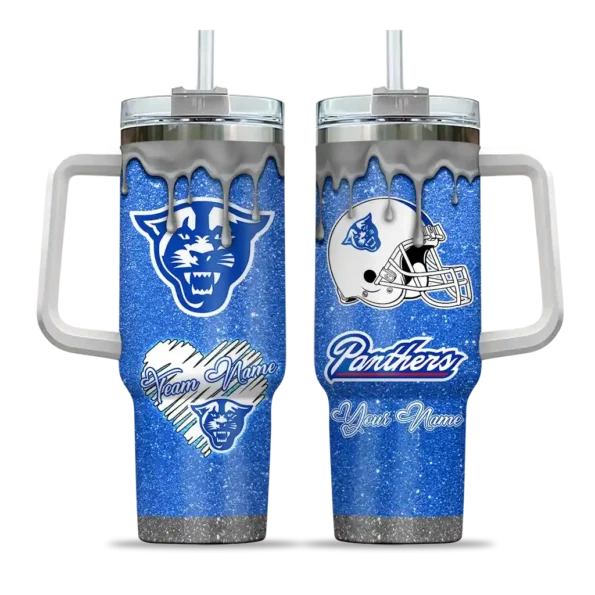 customized georgia state panthers heart helmet motif blue curved tumbler best selling.webp