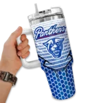 customized georgia state panthers hex texture blue curved tumbler best selling.webp