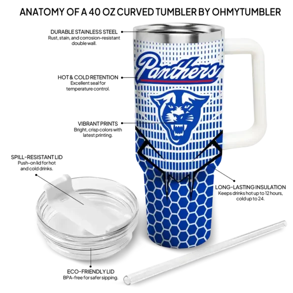 customized georgia state panthers hex texture blue curved tumbler new arrival.webp