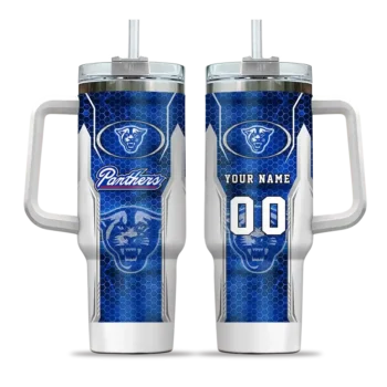 customized georgia state panthers hexagon armor blue curved tumbler best selling.webp