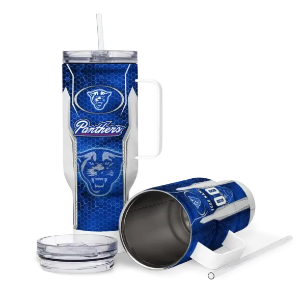 customized georgia state panthers hexagon armor blue curved tumbler high quality.webp
