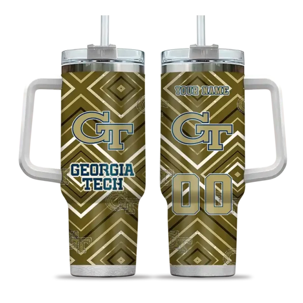 customized georgia tech yellow jackets bold diamonds gold curved tumbler best selling.webp