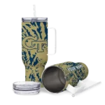 customized georgia tech yellow jackets burst swirl gold curved tumbler best selling.webp