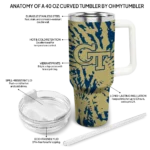 customized georgia tech yellow jackets burst swirl gold curved tumbler best selling.webp