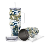 customized georgia tech yellow jackets camo mashup gold white curved tumbler best selling.webp