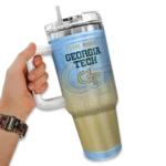 customized georgia tech yellow jackets gradient dots gold curved tumbler best selling.webp