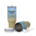 customized georgia tech yellow jackets gradient dots gold curved tumbler best selling.webp