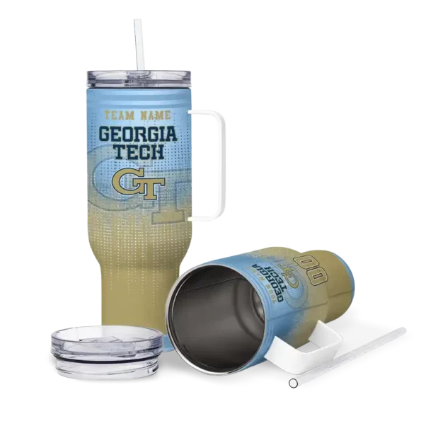customized georgia tech yellow jackets gradient dots gold curved tumbler high quality.webp