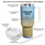 customized georgia tech yellow jackets gradient dots gold curved tumbler best selling.webp