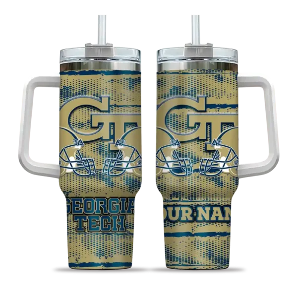 customized georgia tech yellow jackets honey streaks gold curved tumbler best selling.webp