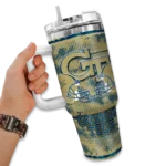 customized georgia tech yellow jackets honey streaks gold curved tumbler best selling.webp