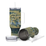 customized georgia tech yellow jackets honey streaks gold curved tumbler best selling.webp