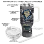 customized georgia tech yellow jackets superman shield gold gray curved tumbler best selling.webp