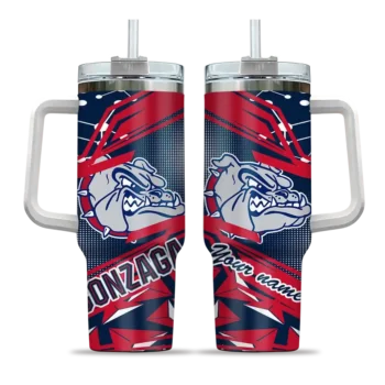 customized gonzaga bulldogs abstract paths blue curved tumbler best selling.webp
