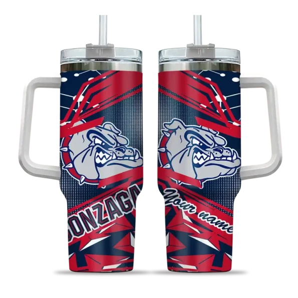 customized gonzaga bulldogs abstract paths blue curved tumbler best selling.webp