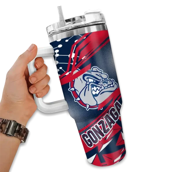 customized gonzaga bulldogs abstract paths blue curved tumbler fashion forward.webp