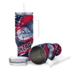 customized gonzaga bulldogs abstract paths blue curved tumbler best selling.webp