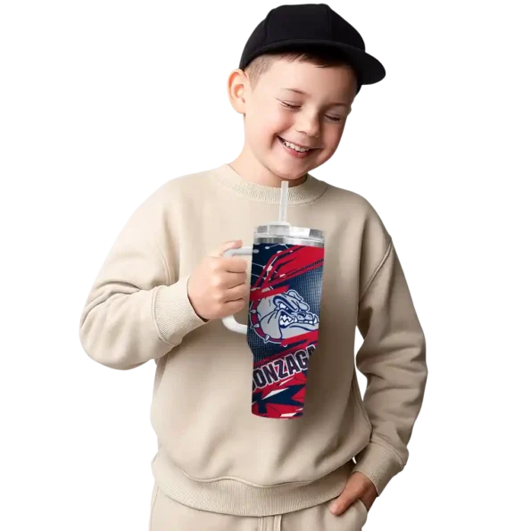 customized gonzaga bulldogs abstract paths blue curved tumbler latest model.webp