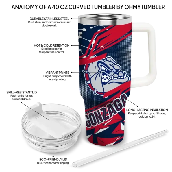 customized gonzaga bulldogs abstract paths blue curved tumbler new arrival.webp