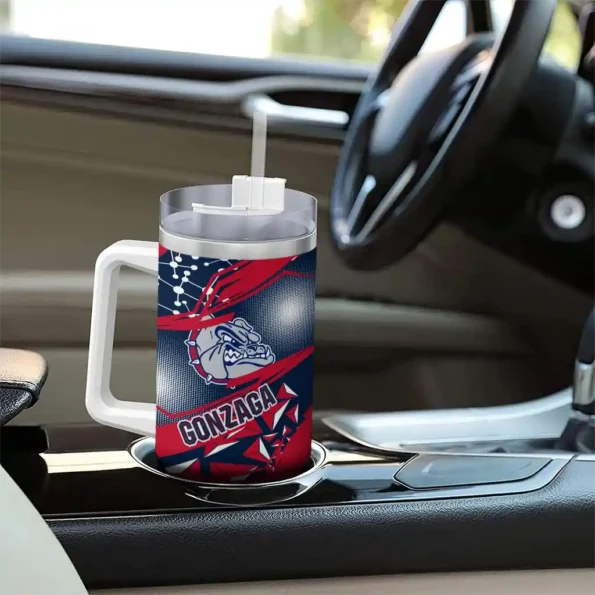 customized gonzaga bulldogs abstract paths blue curved tumbler trendy.webp